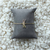 Coloured Initial Diamonte Bracelets with Drawstring Chain