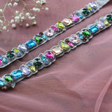 Embroidered Tie up Headband with Multi Colour Stones