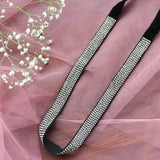 Embroidered Tie up Headband with Crystals on Black