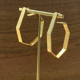 18K Gold Plated Textured Hexagonal Hoops