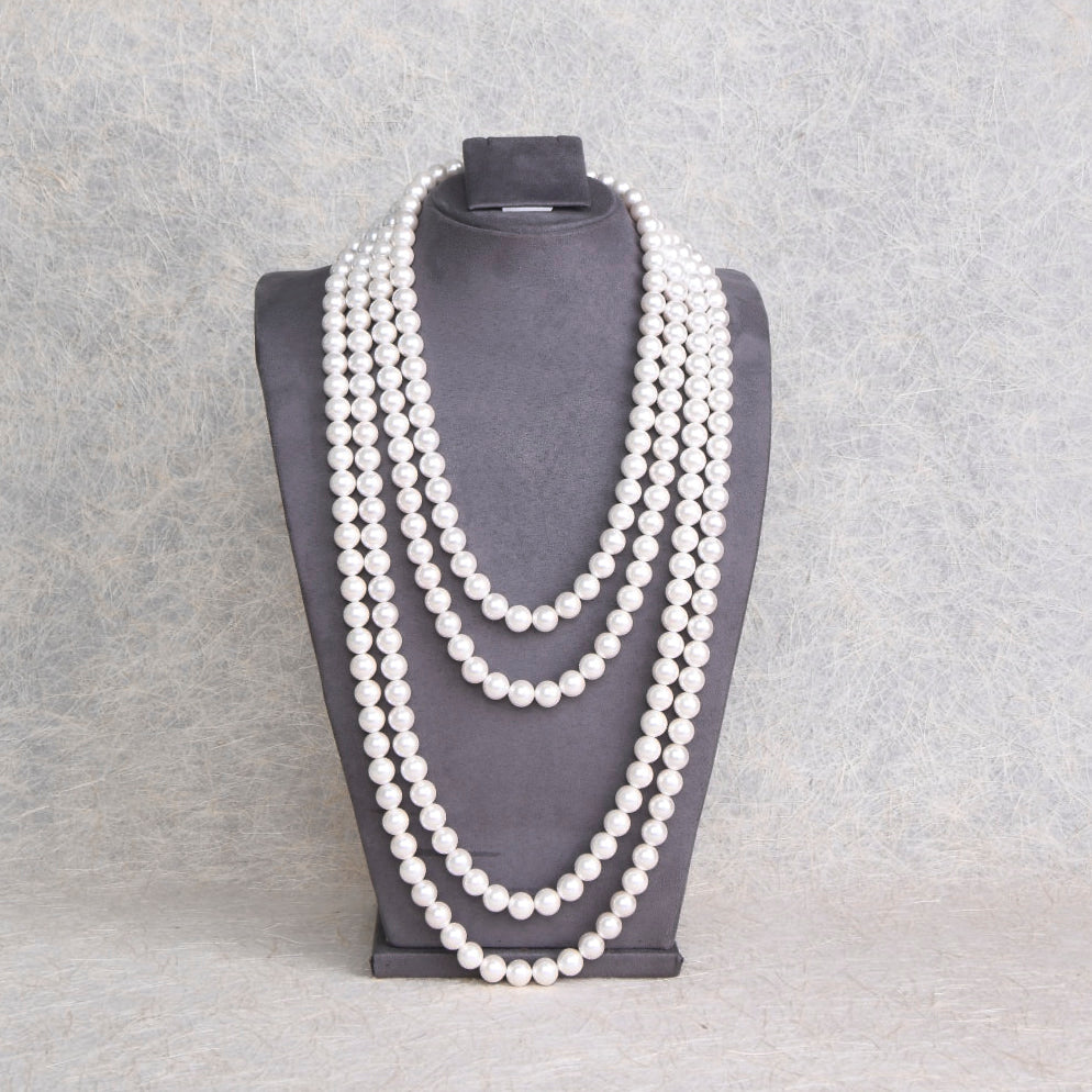 Four Layered Statement Pearl Necklace