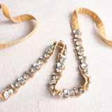 Embroidered Tie Up Belt with Crystals on Beige
