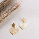 18K Gold Plated Textured Heart on Heart