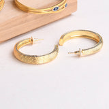 18K Gold Plated Textured Large Hoops with Sapphire Diamonte