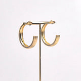 18K Gold Plated Textured Large Hoops with Sapphire Diamonte