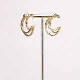 18K Gold Plated Triple Lined Hoops with Shaded Diamonte Detail