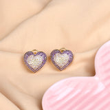 18K Gold Plated Heart Studs with Shaded Diamonte Detail