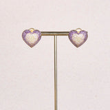 18K Gold Plated Heart Studs with Shaded Diamonte Detail