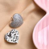 18K White Gold Plated Heart Studs with White Diamonte Detail