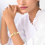 Initial Bracelet B with Ivory Pearls