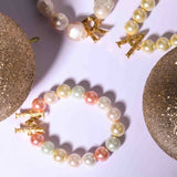 Initial Bracelet B with Ivory Pearls