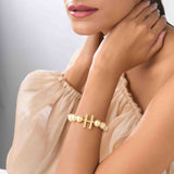 Initial Bracelet H with Ivory Pearls