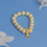 Initial Bracelet with Ivory Pearls