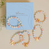 Initial Bracelet with Multi Pastel Pearls