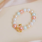 Initial Bracelet with Multi Pastel Pearls