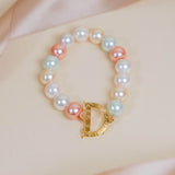Initial Bracelet with Multi Pastel Pearls