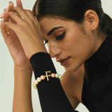 Initial Bracelet with Multi Pastel Pearls