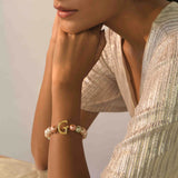 Initial Bracelet with Multi Pastel Pearls