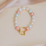 Initial Bracelet with Multi Pastel Pearls