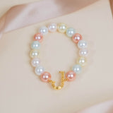 Initial Bracelet with Multi Pastel Pearls