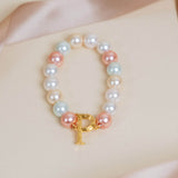 Initial Bracelet with Multi Pastel Pearls