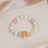 Initial Bracelet with Multi Pastel Pearls