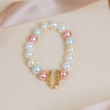 Initial Bracelet with Multi Pastel Pearls