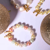 Initial Bracelet with Multi Pastel Pearls