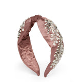 Betty Cooper In Mauve Satin with Intricate Veil Embroidery Headband