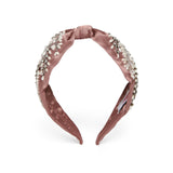 Betty Cooper In Mauve Satin with Intricate Veil Embroidery Headband