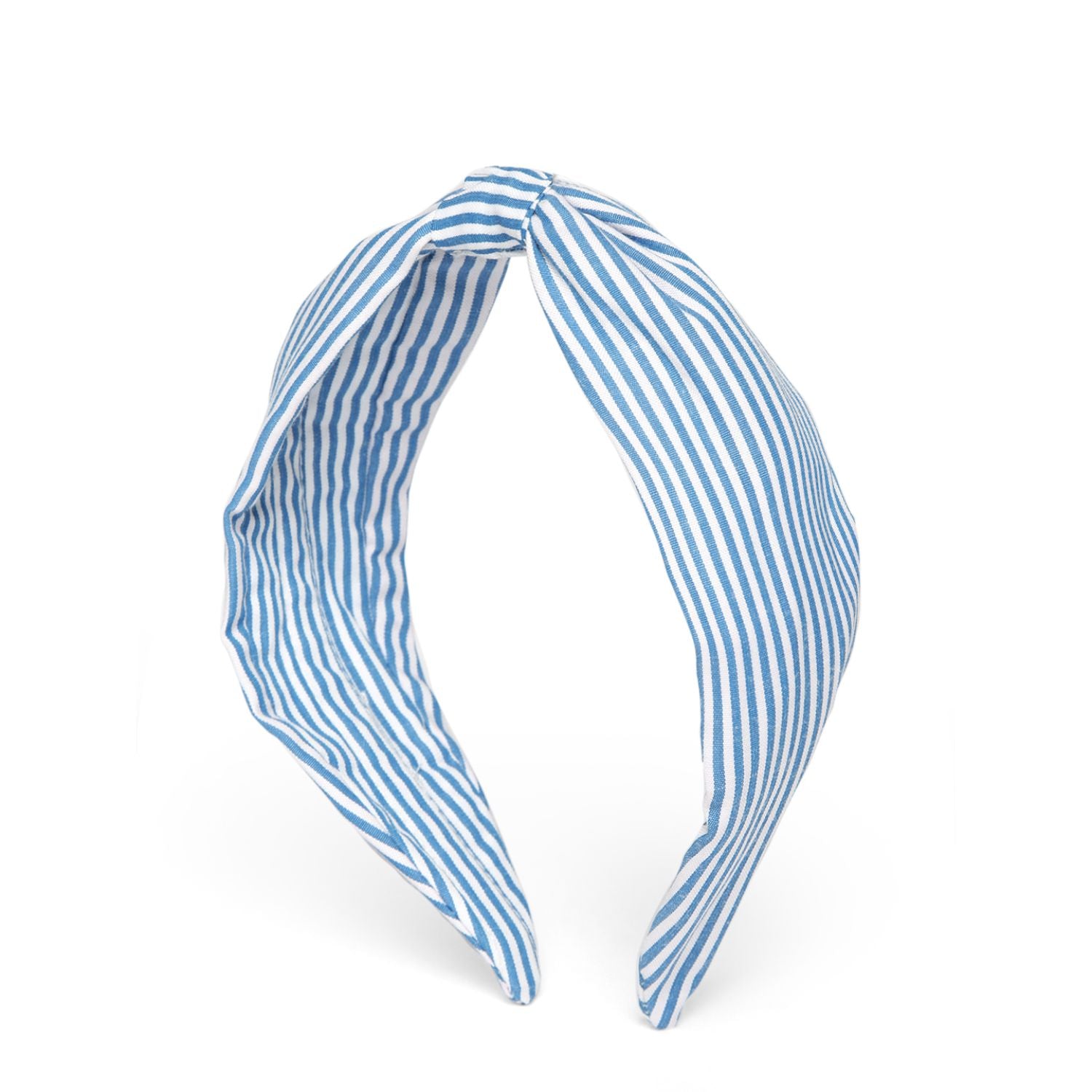 Elsa Headband In Blue & White Stripes Cotton