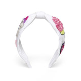 Elsa Headband In White Jersey With Embroidery - Icecream Stick