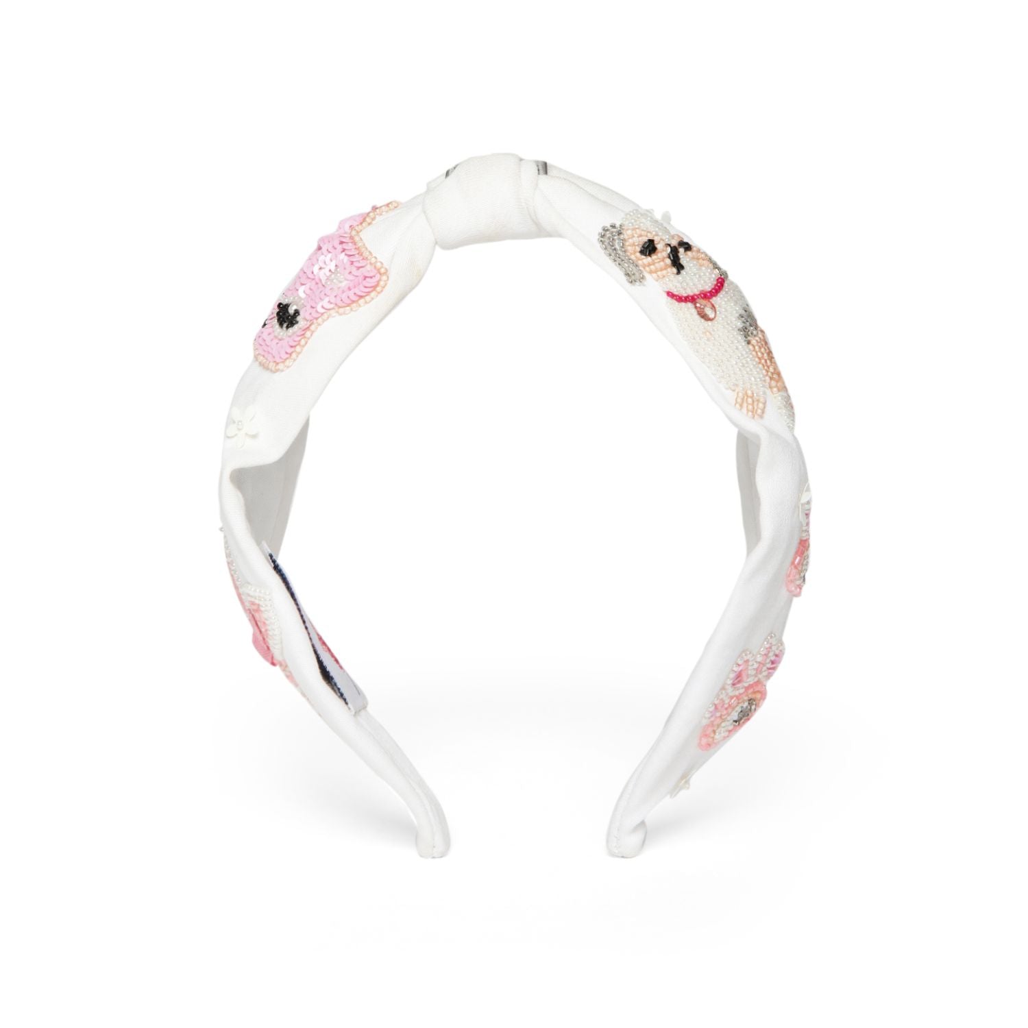 Elsa Headband In White Jersey With Embroidery - Animal Lovers